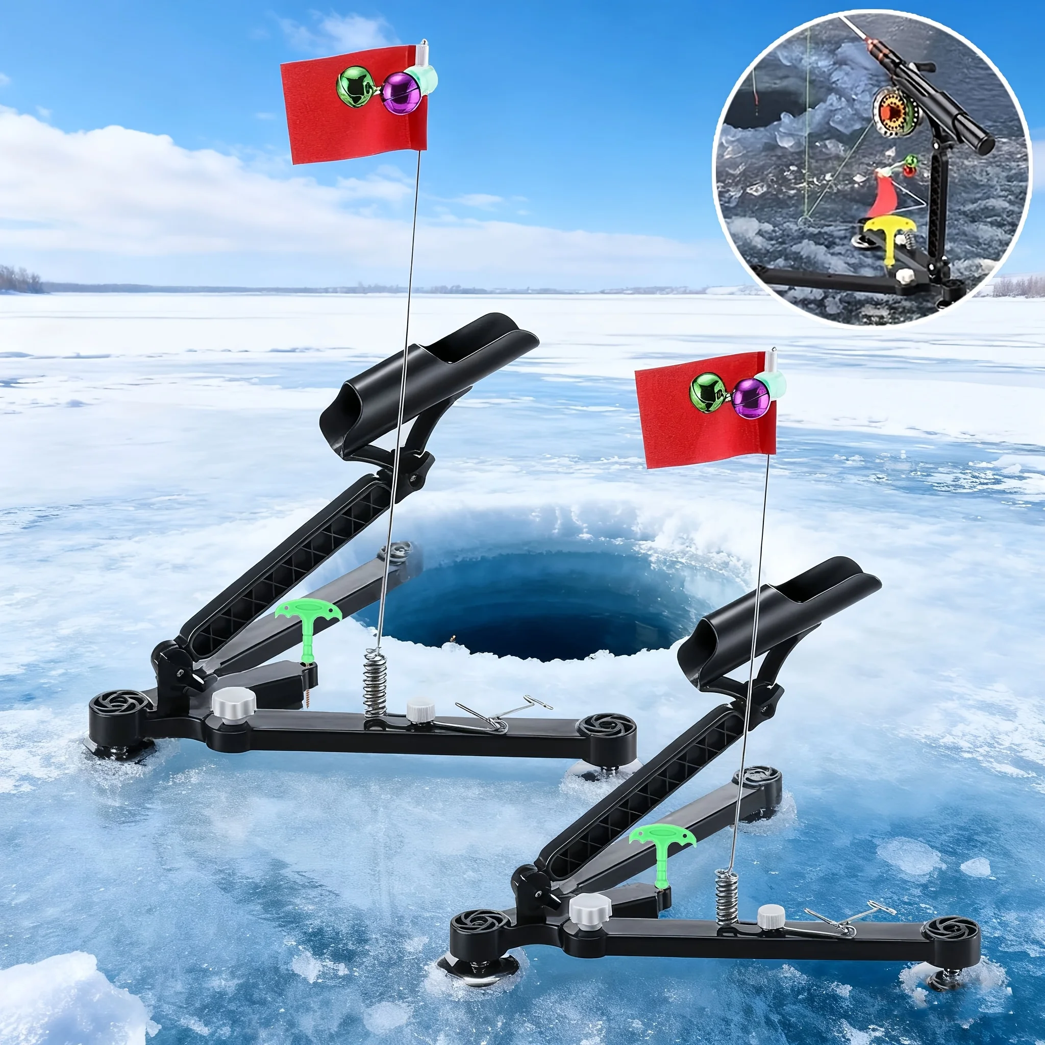 Ice Fishing Tip Up - 1 set di supporti per canne